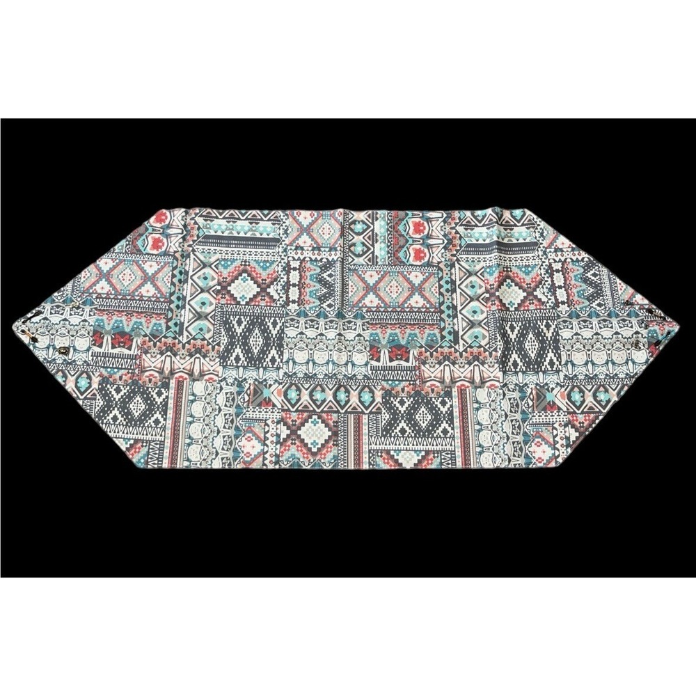 Aztec Southwest Table Runner Charms Turquoise Coral Gray Horse Cactus Arrows 43"